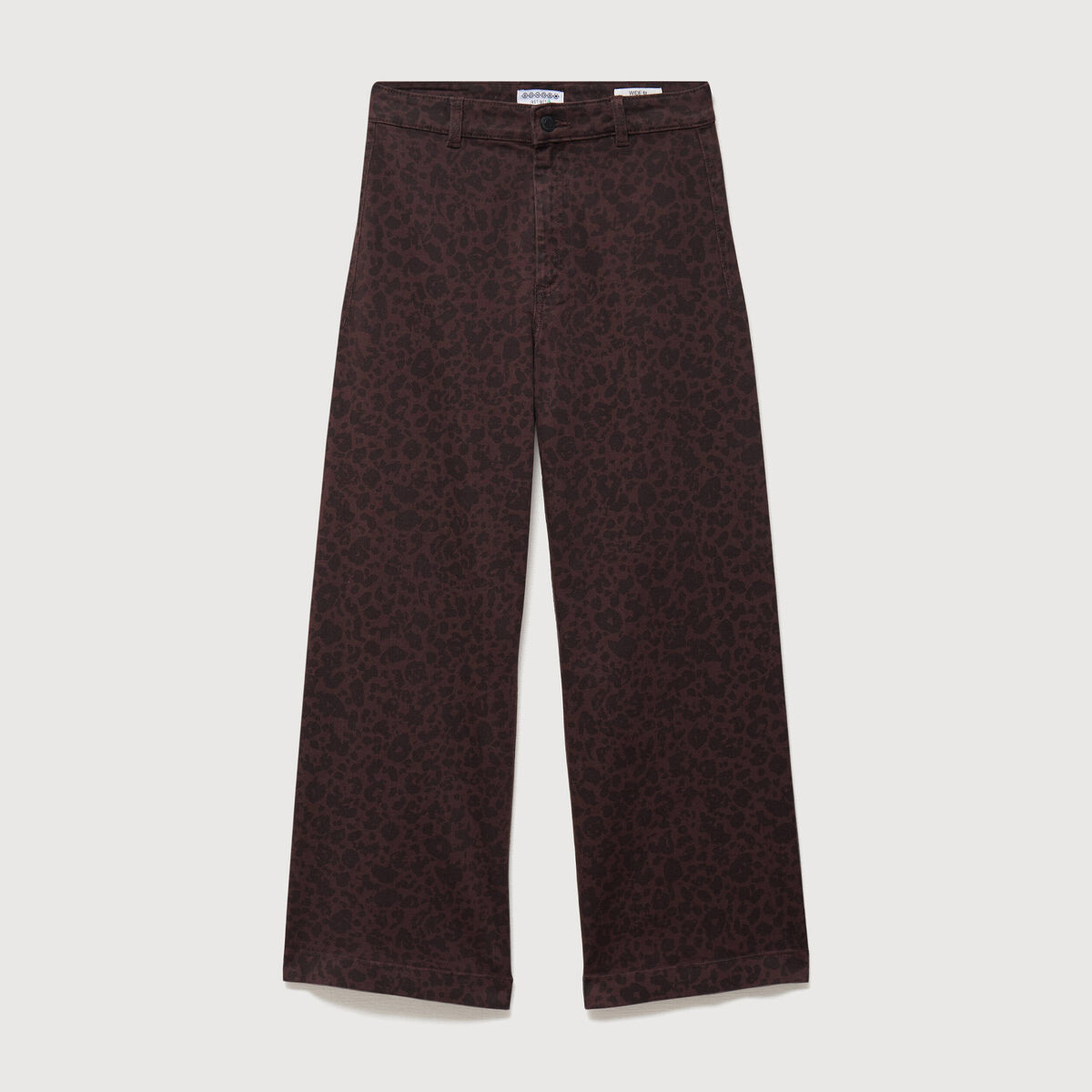 Jeans large cropped taille haute marron chocolat femme