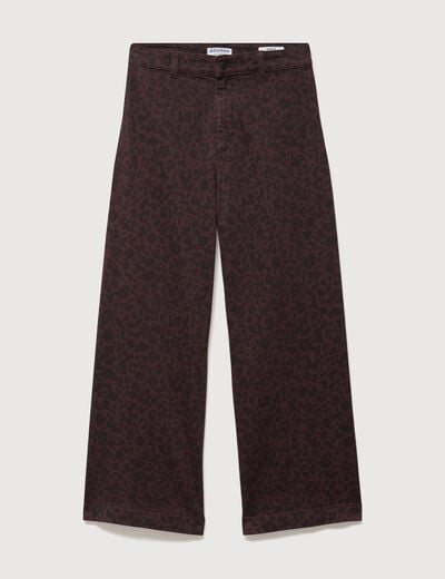 Jeans large cropped taille haute marron chocolat femme