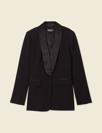 Blazer col châle noir femme