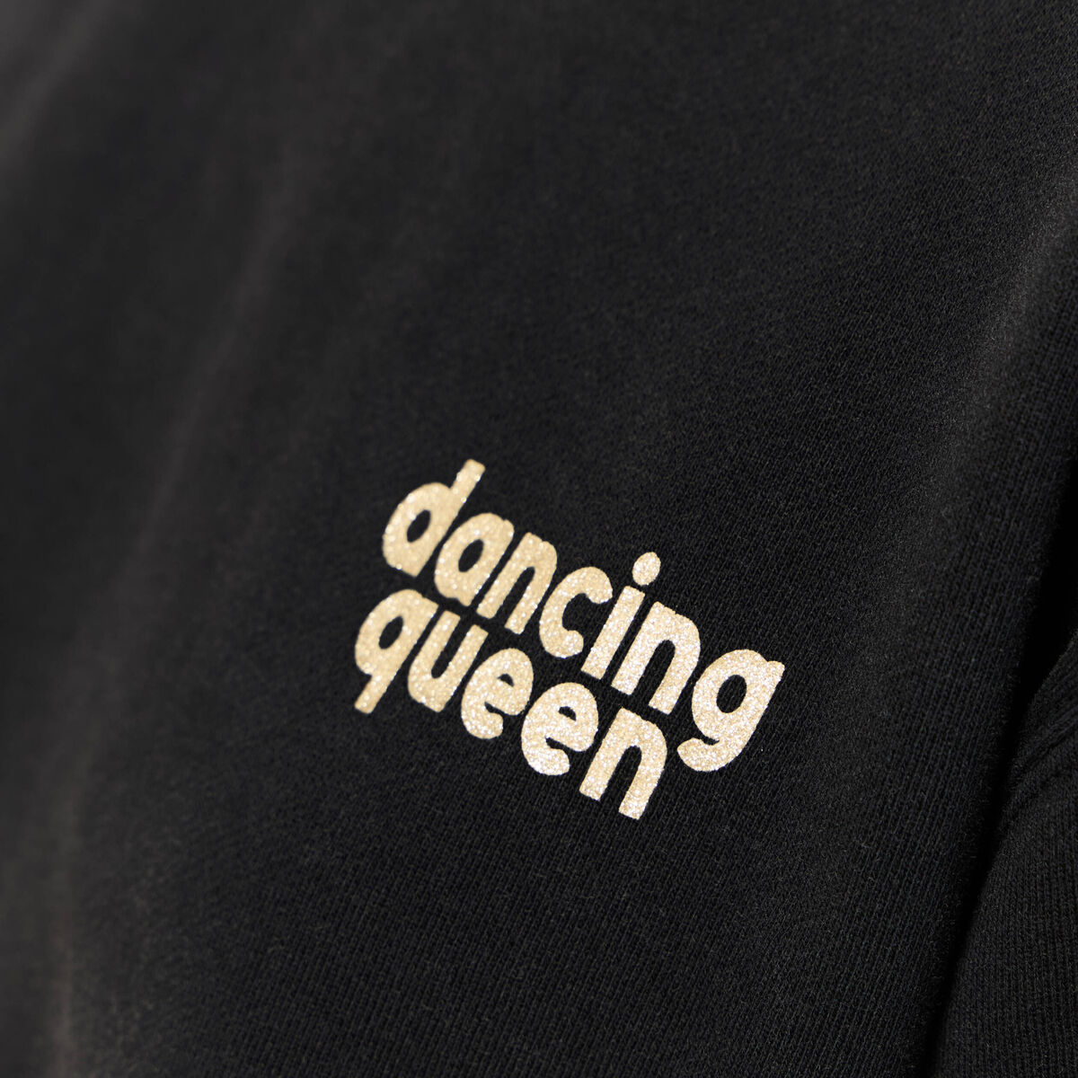 Sweat col rond manches longues en coton noir femme