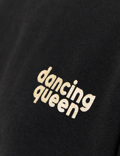Sweat col rond manches longues en coton noir femme