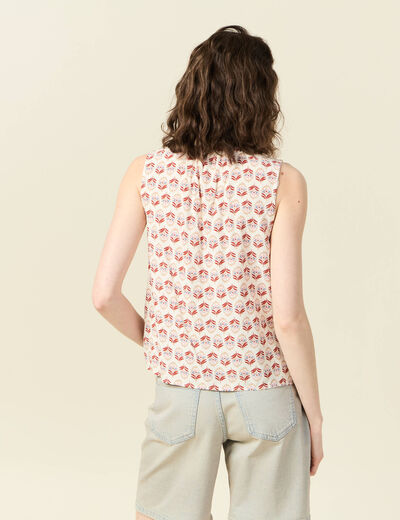 Blouse sans manches ivoire femme