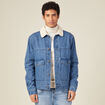 Veste droite en jean denim stone homme