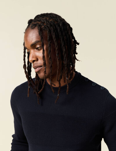 Pull éco-responsable bleu foncé homme