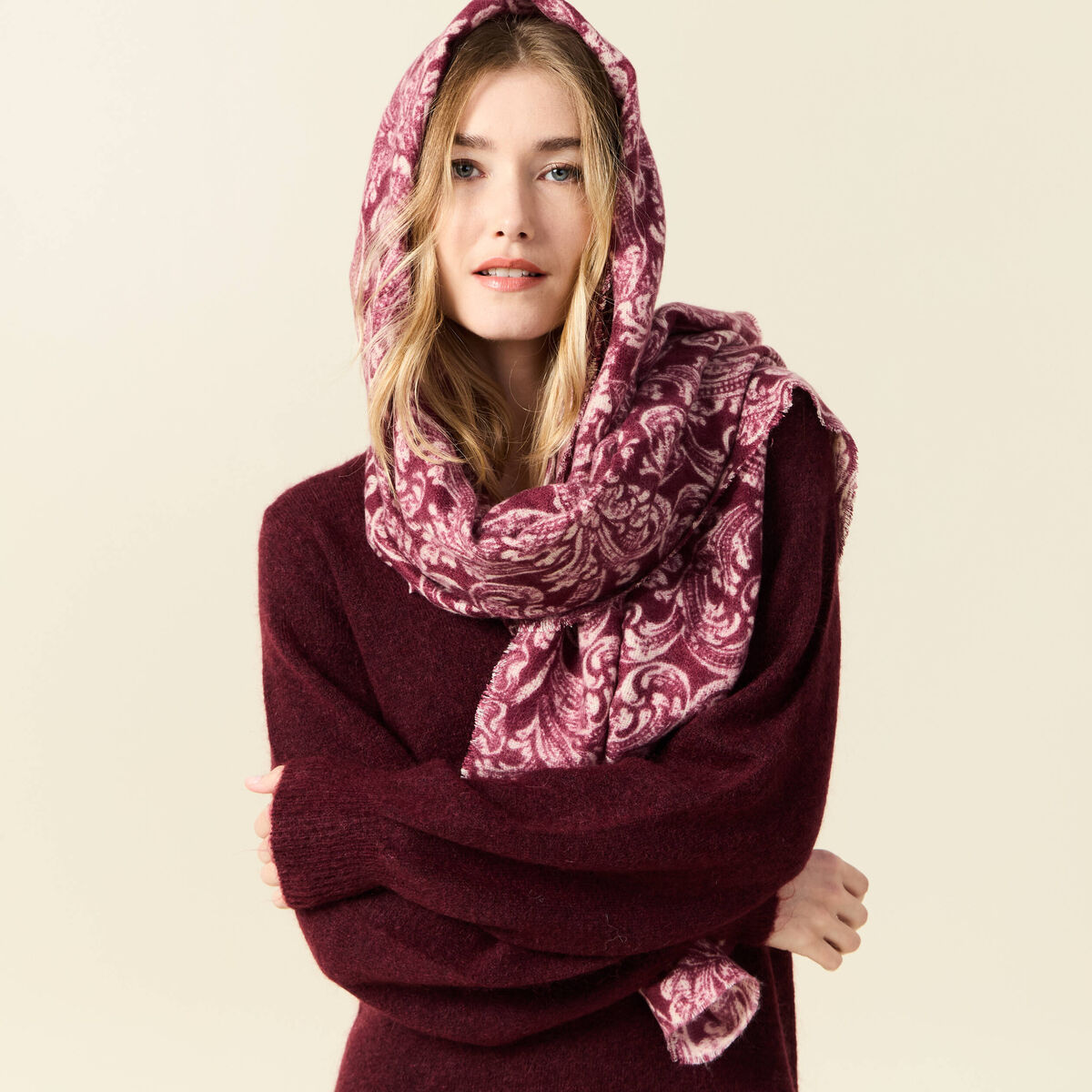 Écharpe bordeaux femme