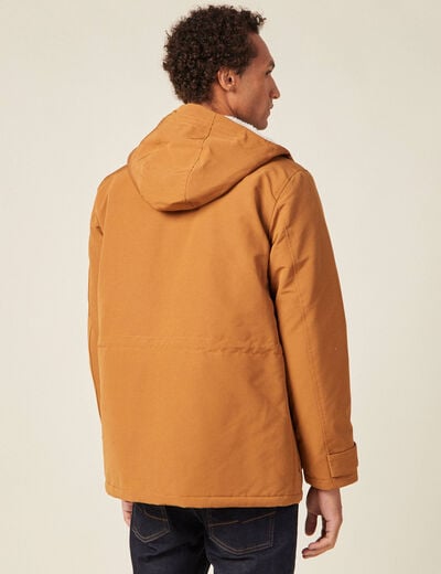 Parka droite à capuche marron homme