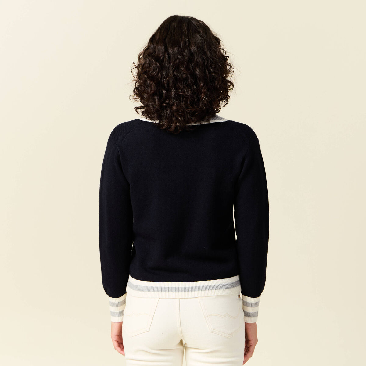 Pull manches longues bleu marine femme