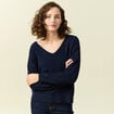 Pull manches longues bleu marine femme