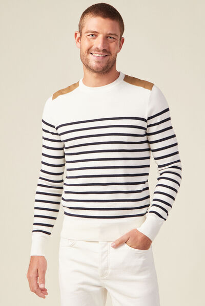 Pull manches longues ecru homme