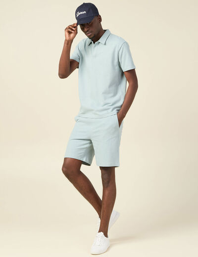 Polo manches courtes bleu gris homme