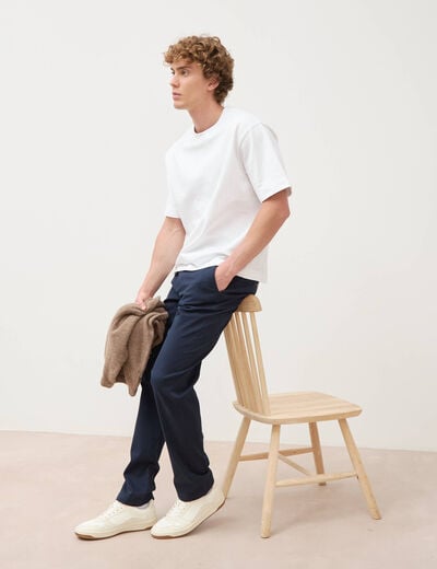 Pantalon straight longueur 32 ceinture bleu marine homme