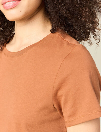 T-shirt éco-responsable marron cognac femme
