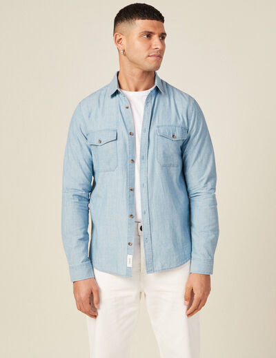 Chemise en jean bleu clair homme