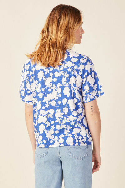 T-shirt manches courtes bleu femme