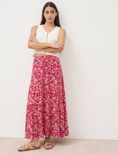 Jupe fluide rouge cerise femme