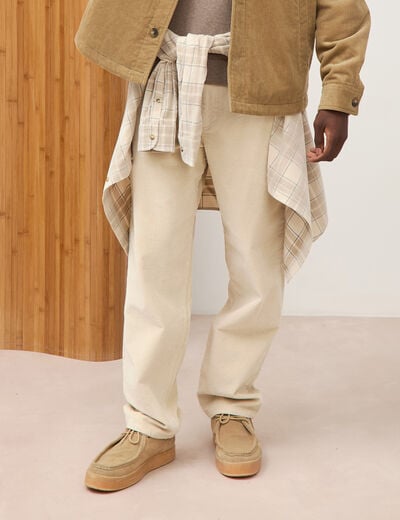 Pantalon droit en velours longueur 32 sable homme
