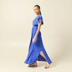 Robe fluide col v manches courtes bleu electrique femme