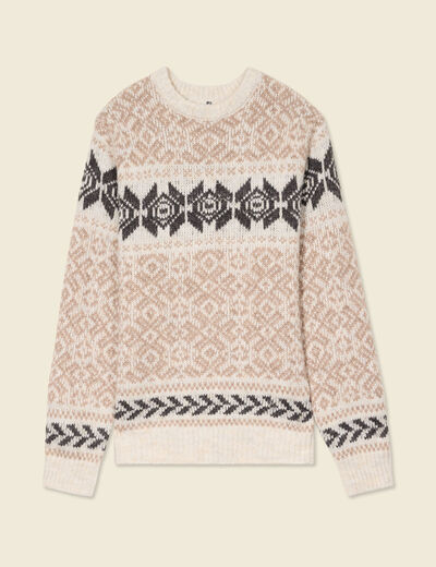 Pull manches longues beige homme