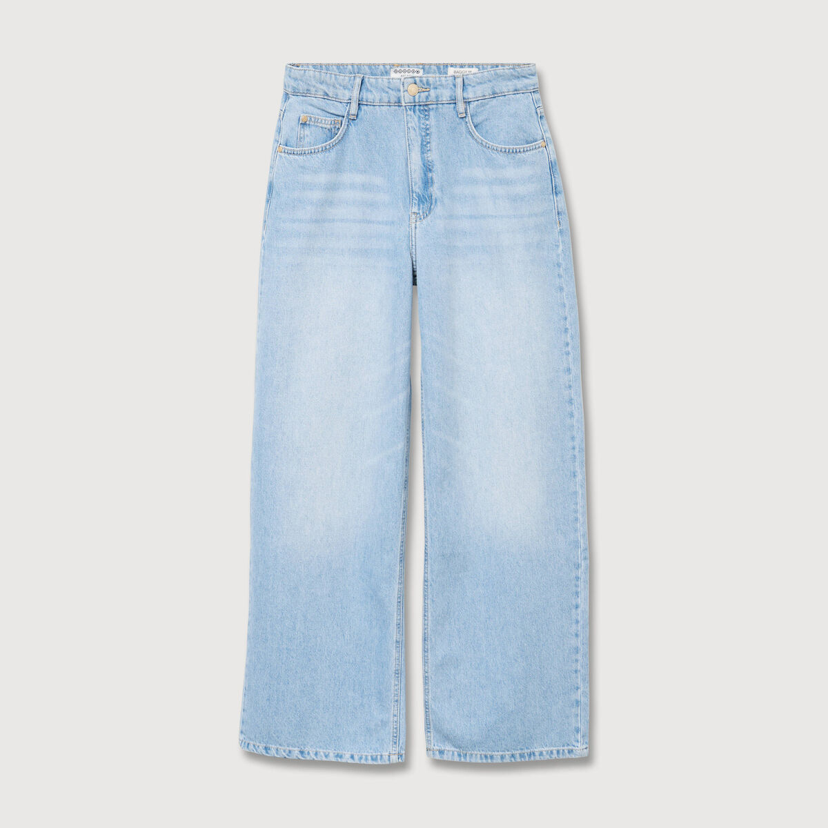 Jeans loose taille standard en coton denim bleach femme