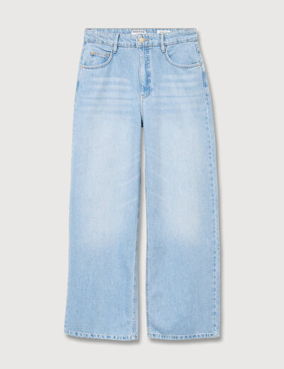 Jeans loose taille standard en coton denim bleach femme