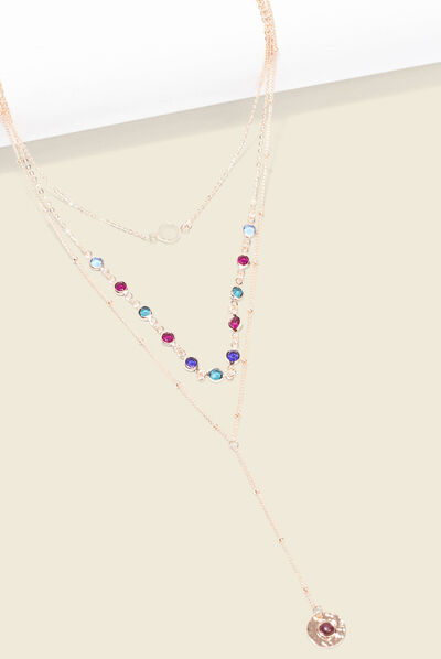 Collier multirangs couleur or femme