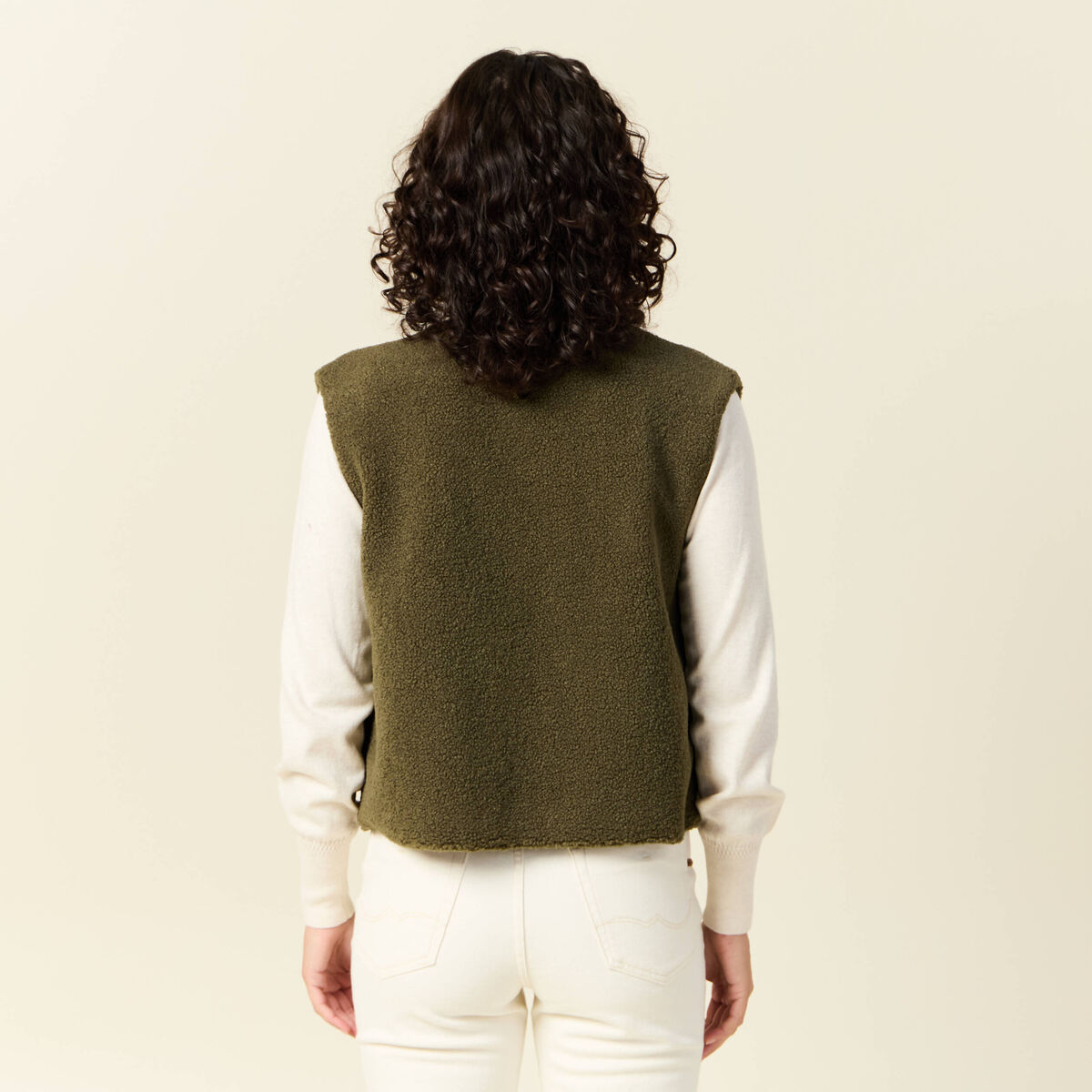 Gilet sans manches vert kaki femme