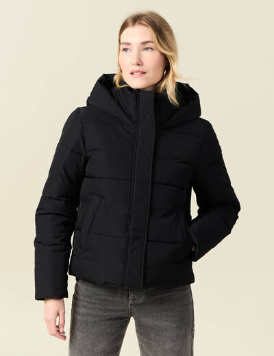 Doudoune à capuche noir femme