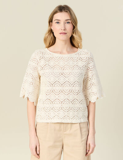 T-shirt manches courtes ecru femme