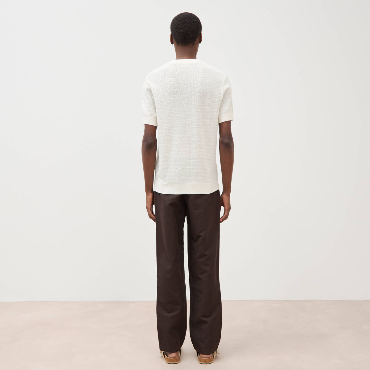 T-shirt en coton manches courtes ecru homme