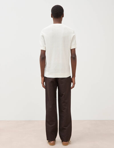 T-shirt en coton manches courtes ecru homme