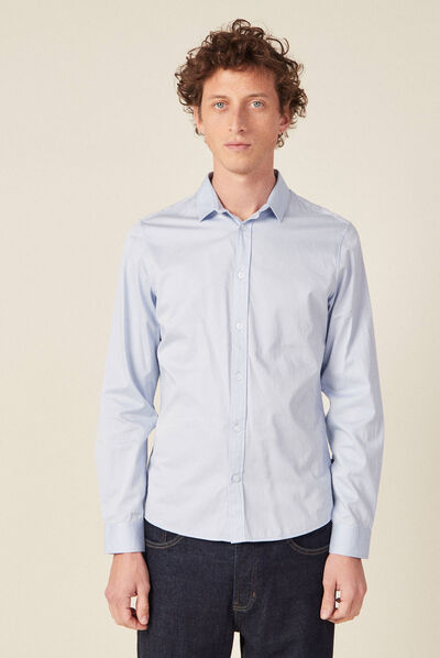 Chemise manches longues bleu clair homme