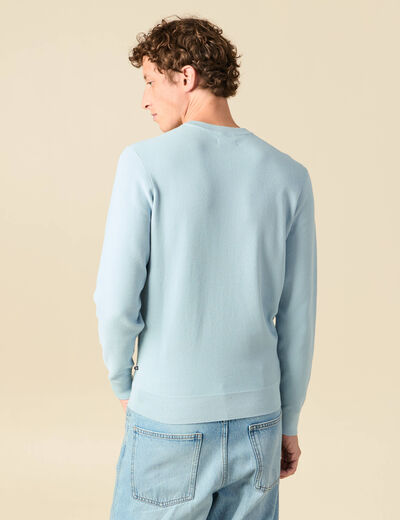 Pull fin col rond manches longues bleu ciel homme