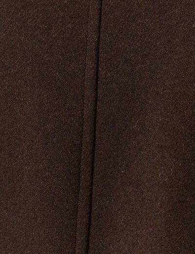 Manteau droit long col montant marron fonc&eacute; femme