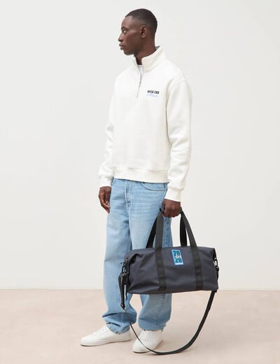 Sweat ample col montant manches longues ecru homme