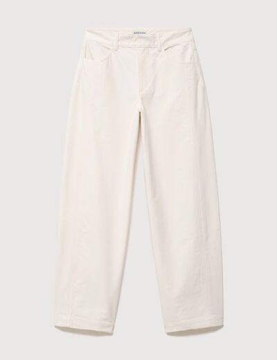 Pantalon coupe regular ecru femme