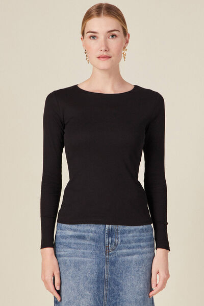 T-shirt femme maille unie Instinct noir femme
