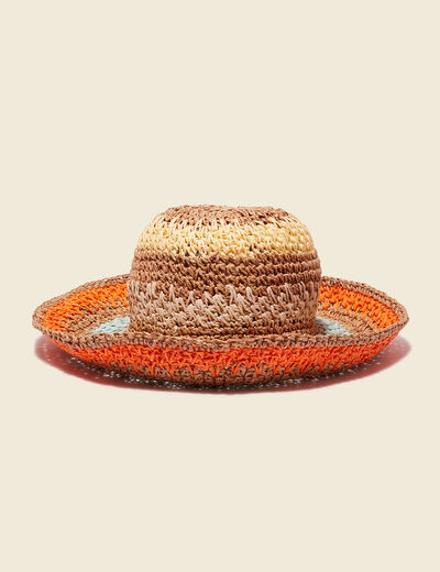 Chapeau tressé multicolore femme