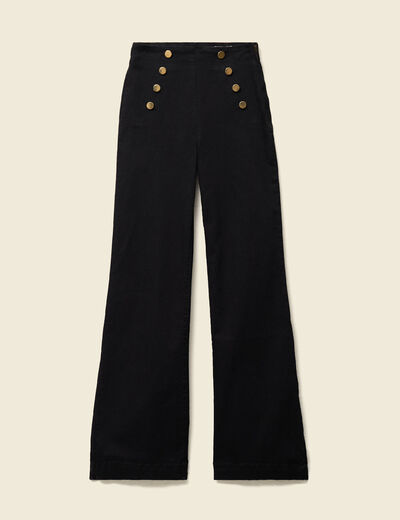 Jeans bootcut taille haute 7/8&egrave;me denim noir femme