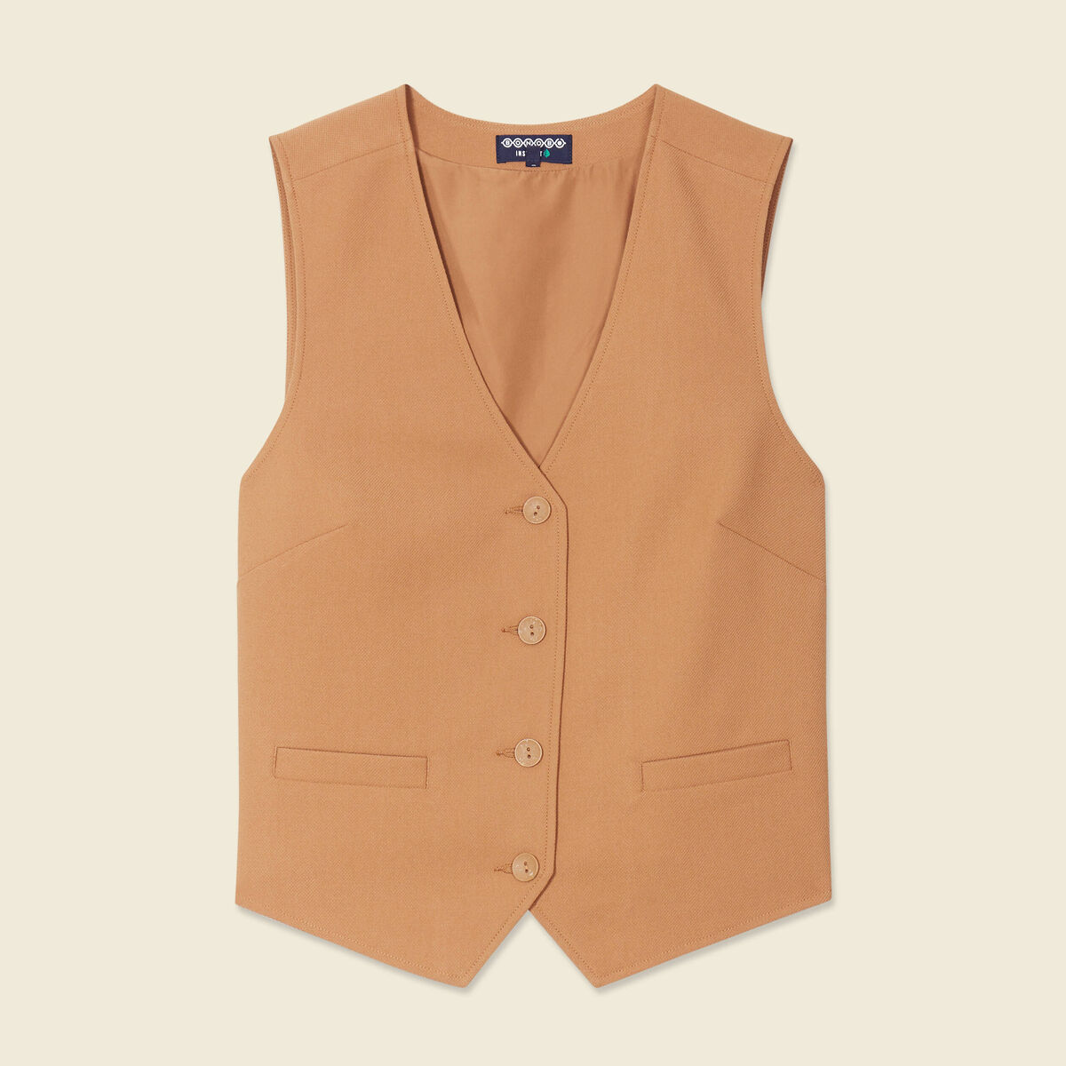 Gilet ajust&eacute; sans manches doubl&eacute; beige femme