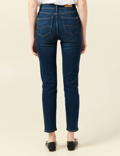 Jeans slim taille haute 7/8ème denim brut femme