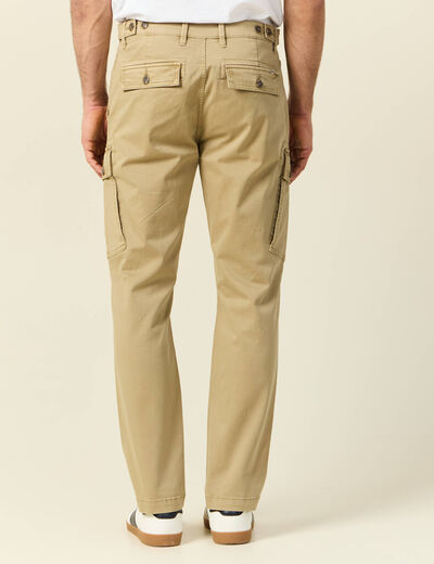Pantalon cargo droit beige homme