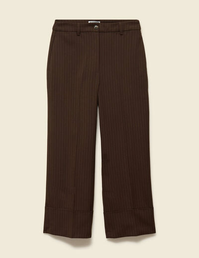 Pantalon taille haute marron fonc&eacute; femme