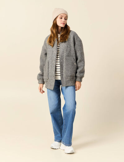Pull manches longues bleu marine femme