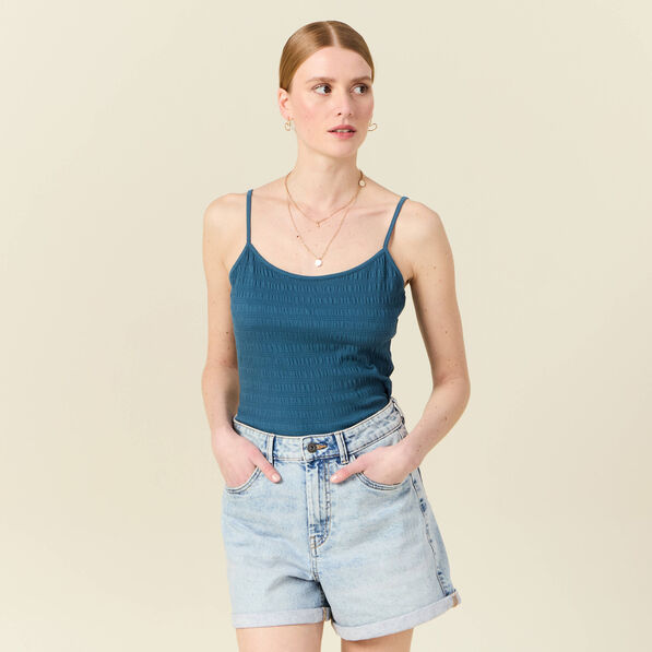 debardeur bretelles fines bleu gris femme Débardeur bretelles fines bleu gris femme