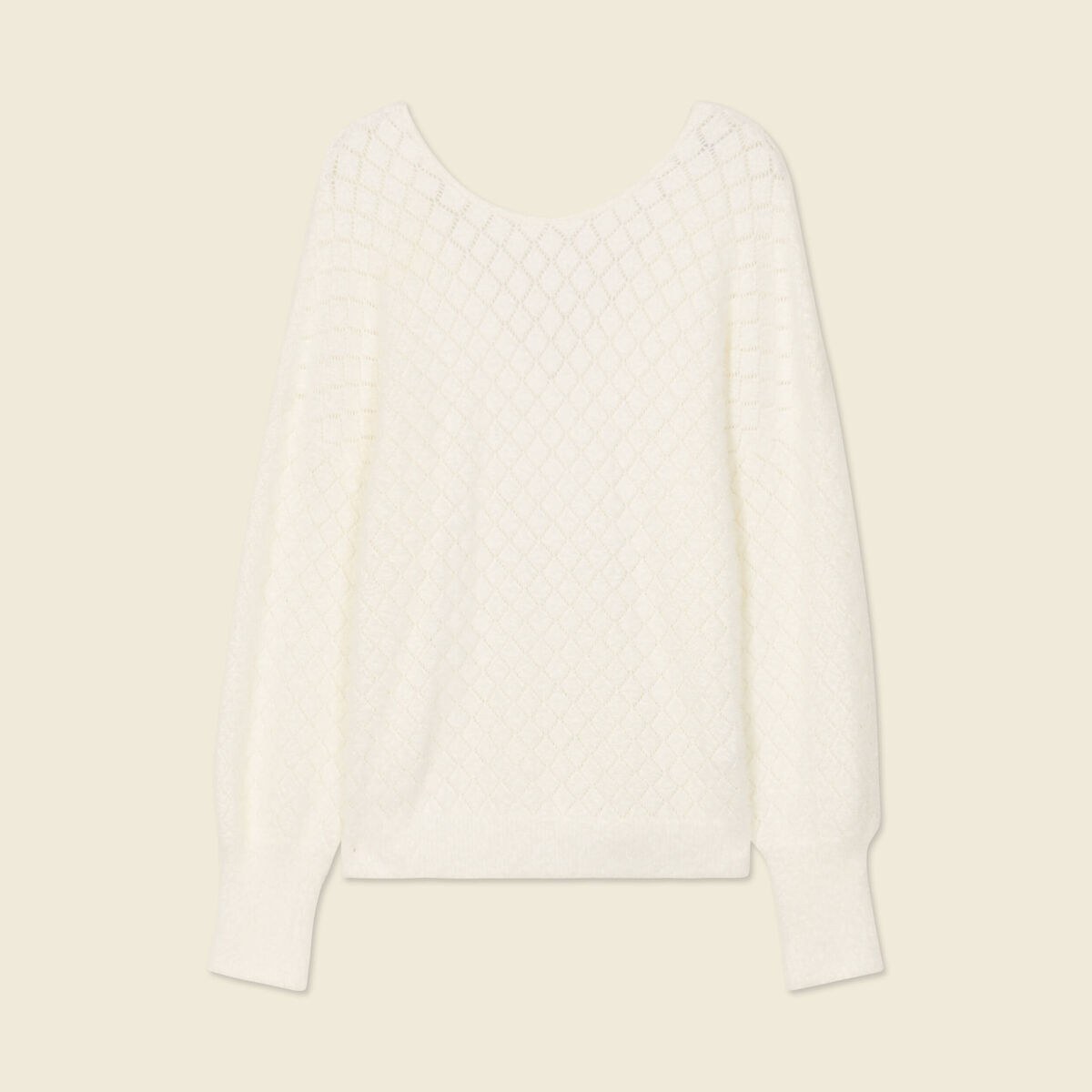 Pull manches longues r&eacute;versible ecru femme