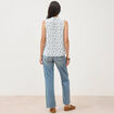 Top sans manches col v fluide ecru femme