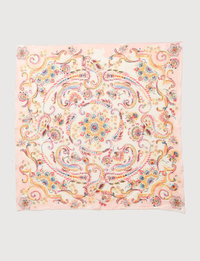 Foulard en coton dentelle satin&eacute;e orange femme
