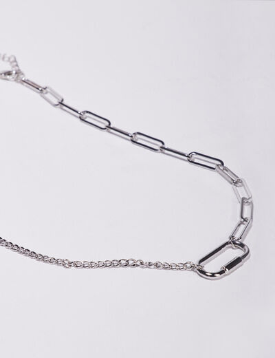 Collier chaîne gris argent femme