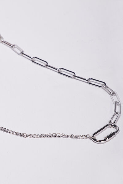 Collier chaîne gris argent femme