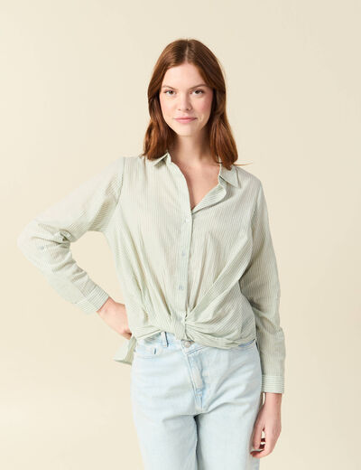 Blouse manches longues vert olive femme